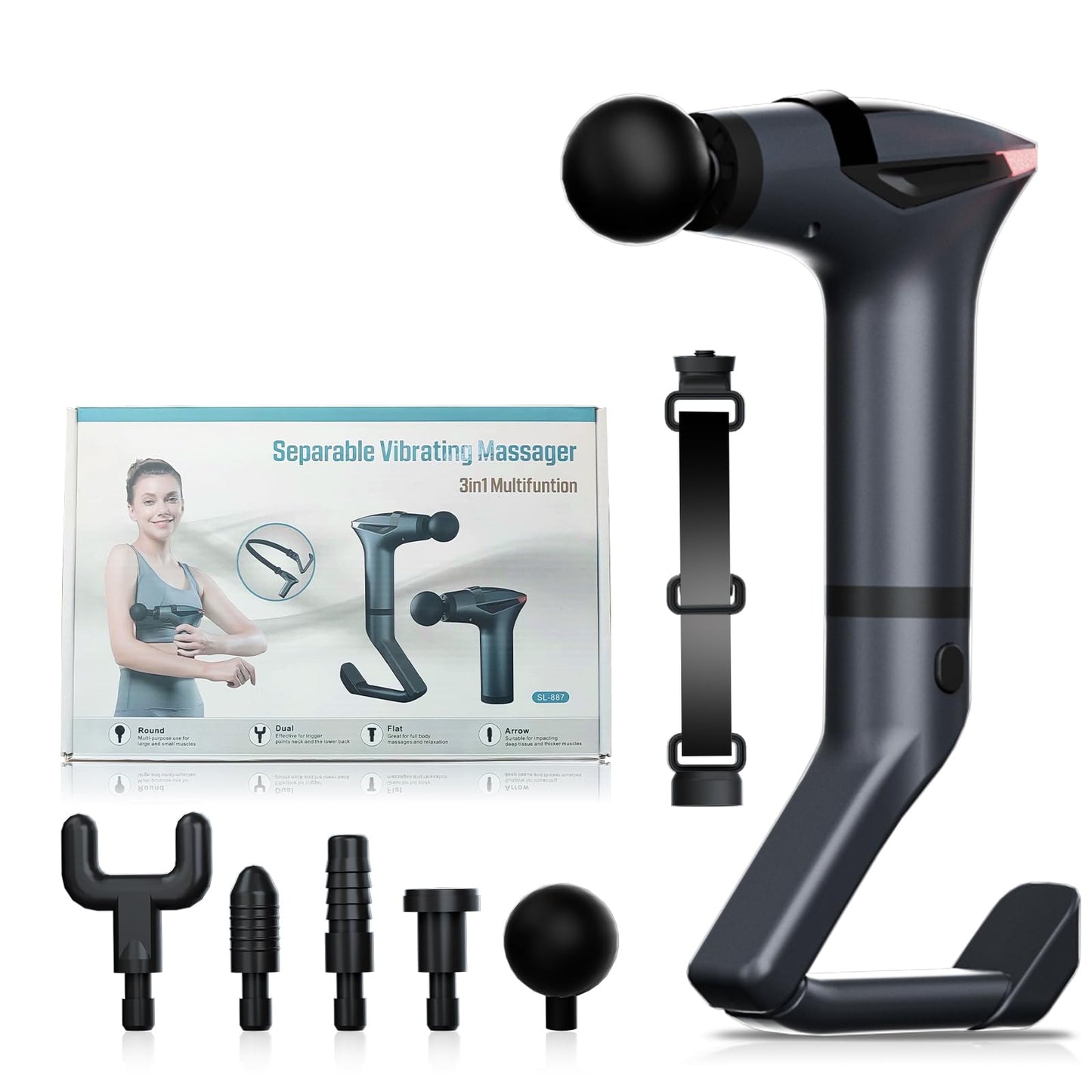 nouveau pistolet de massage 3en1 STARICARE, Séparables vibrations massages 3en1 multifonctions STARICARE