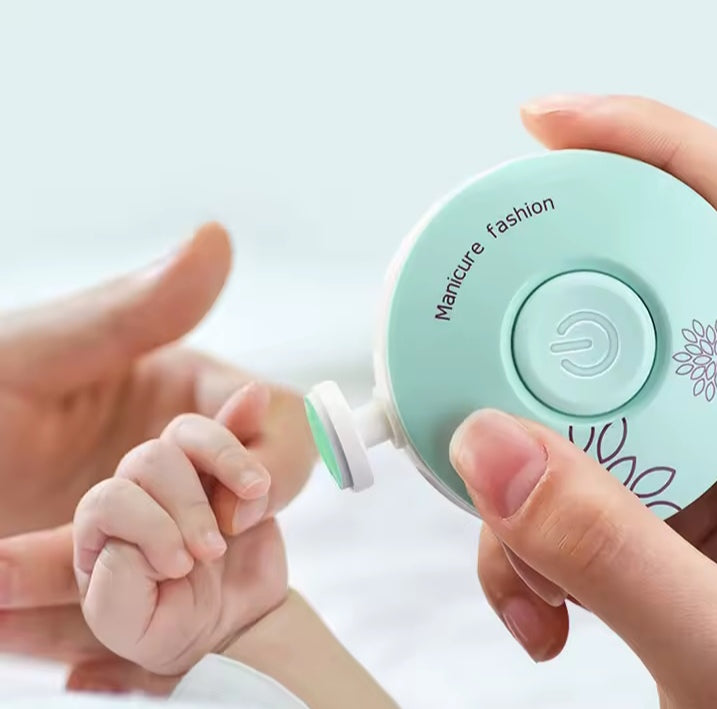 Coupe-ongles électrique pour bébé, outil de polissage des ongles + Sucette à fruits + Gant de dentition