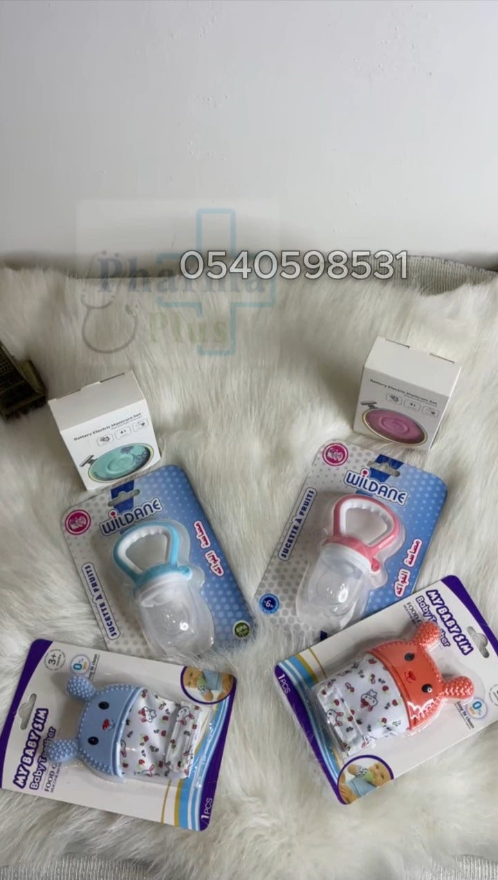 Coupe-ongles électrique pour bébé, outil de polissage des ongles + Sucette à fruits + Gant de dentition