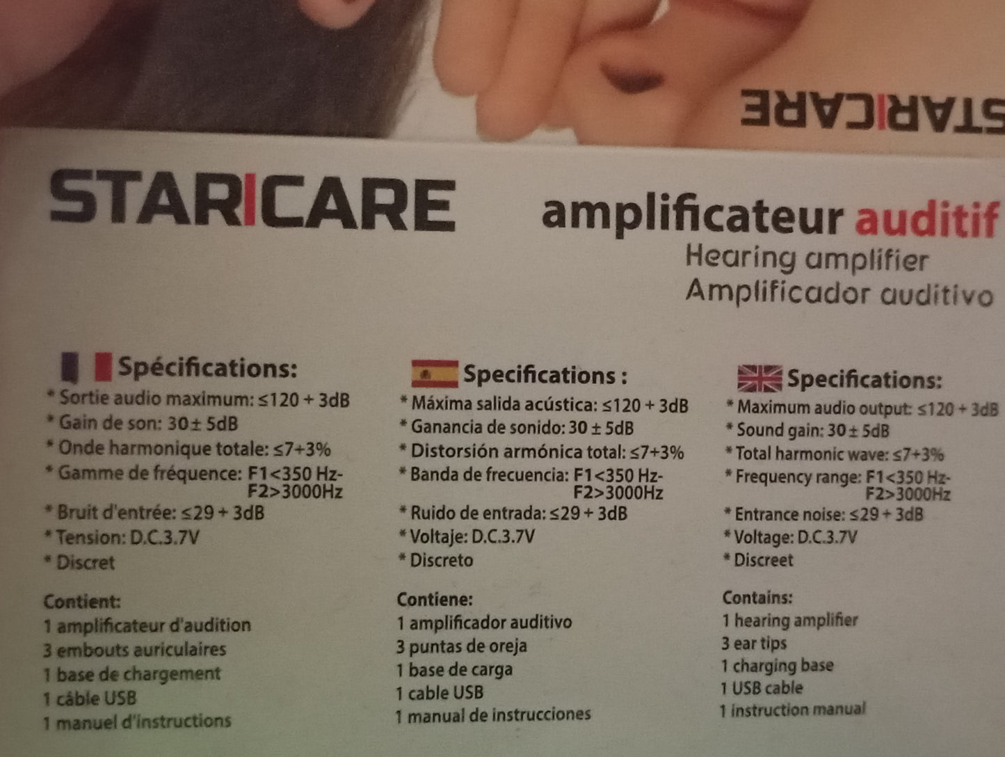 Nouvelle Technologie, Nouveau Amplificateur Auditif Rechargeable STARlCARE _Originale De L'importation 🇪🇸  ,  سماعة ذكيه و متطورة لسمع افضل مع توصيل مجاني الى المنزل السعر مليون و ميتين و خمسينالف..